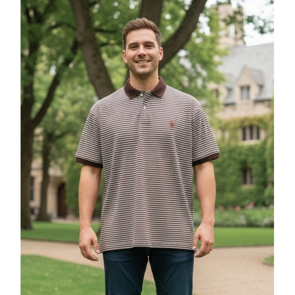 Fairway & Greene Striped Polo Shirt Men's Pima Cotton Golf Casual Retro Size M